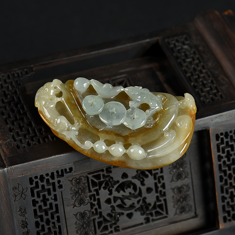 缅甸天然糯种黄翡吊坠-红掌柜 