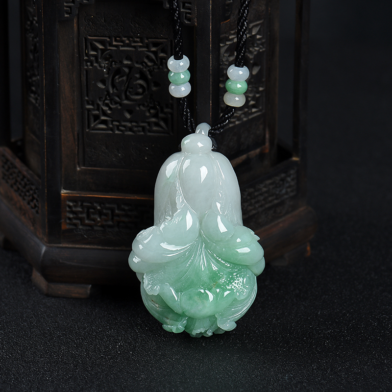 糯种飘翠翡翠百财吊坠-红掌柜