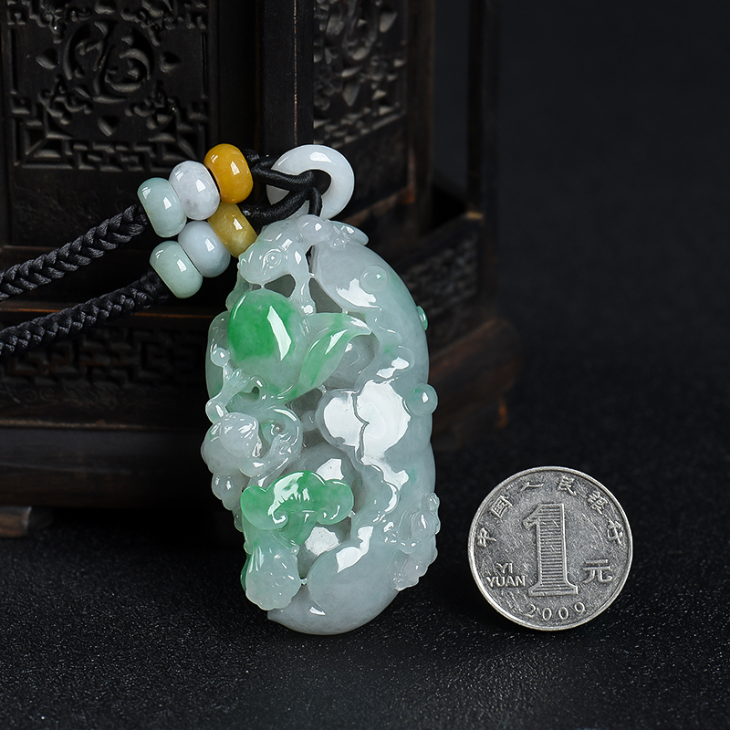 翡翠连生贵子吊坠-红掌柜