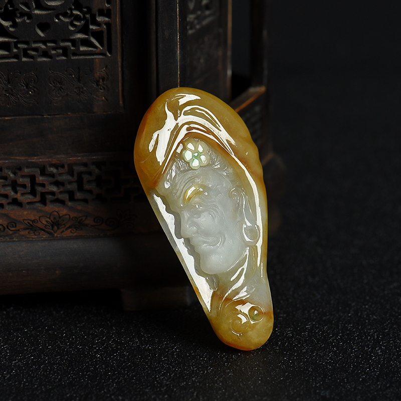 黄翡白头偕老套装吊坠-红掌柜