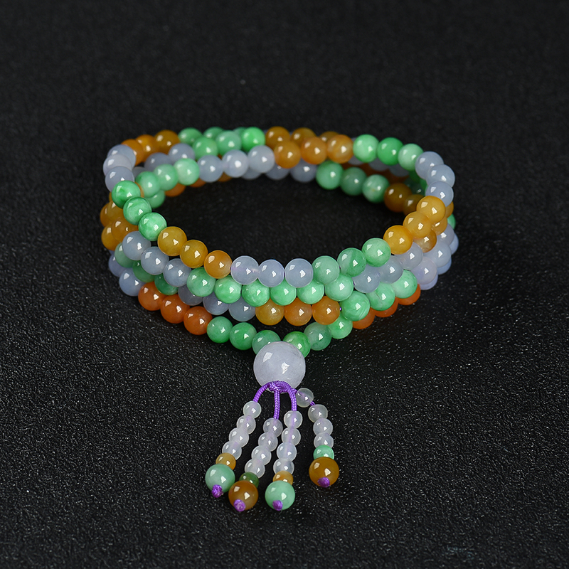 天然糯种福禄寿翡翠珠串-红掌柜