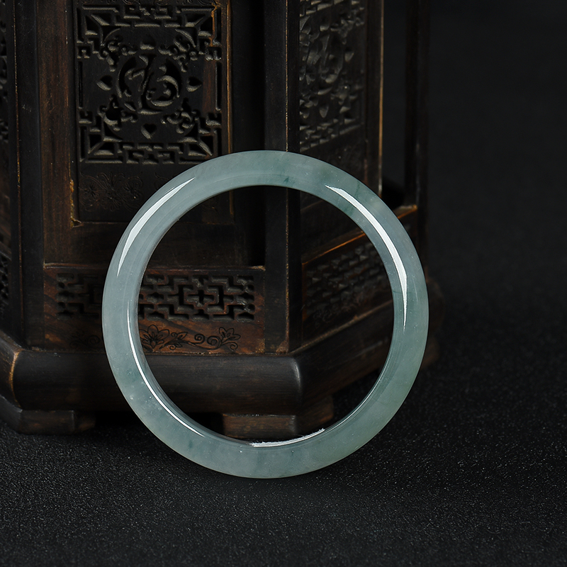 54.5mm糯冰种飘花翡翠手镯-红掌柜