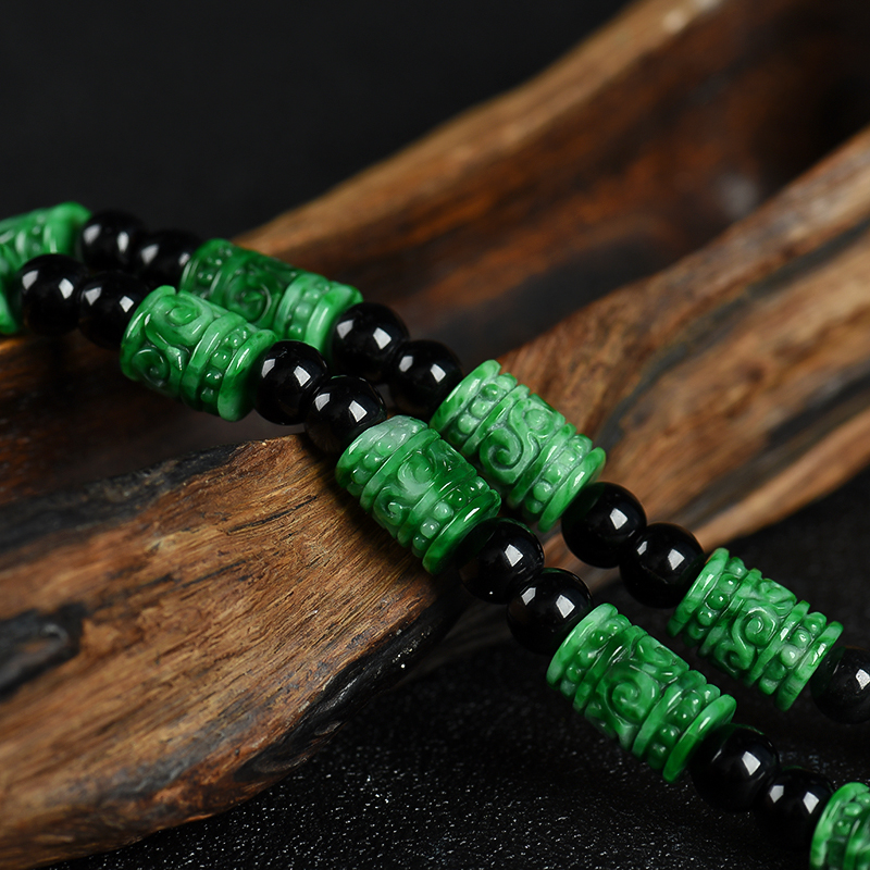 缅甸翡翠桶珠珠串-红掌柜