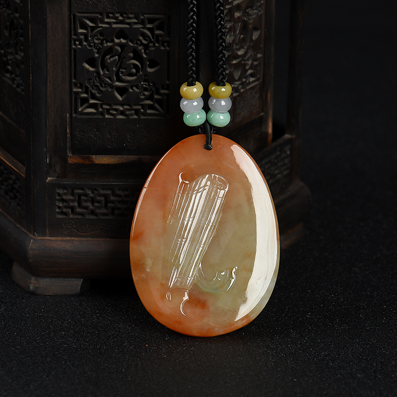 缅甸天然红翡麒麟吊坠-红掌柜