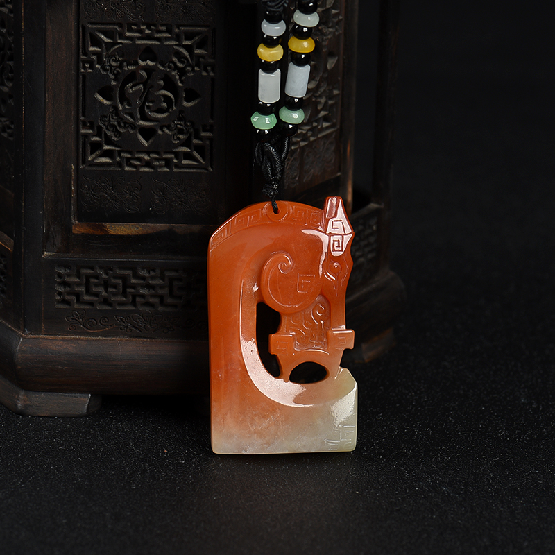 缅甸天然糯种红翡吉祥吊坠-红掌柜
