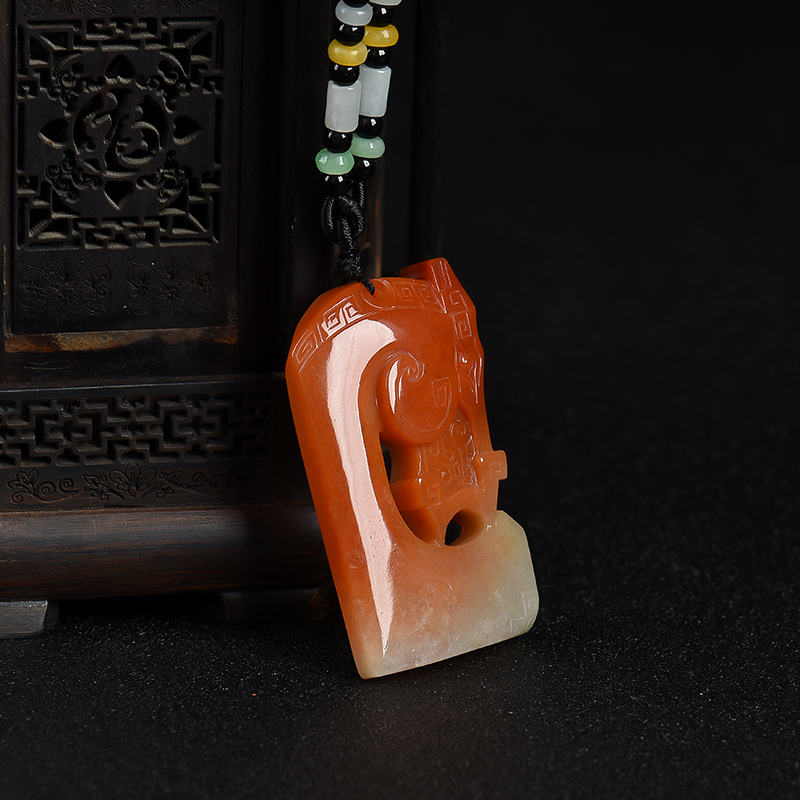 天然糯种红翡吉祥吊坠-红掌柜