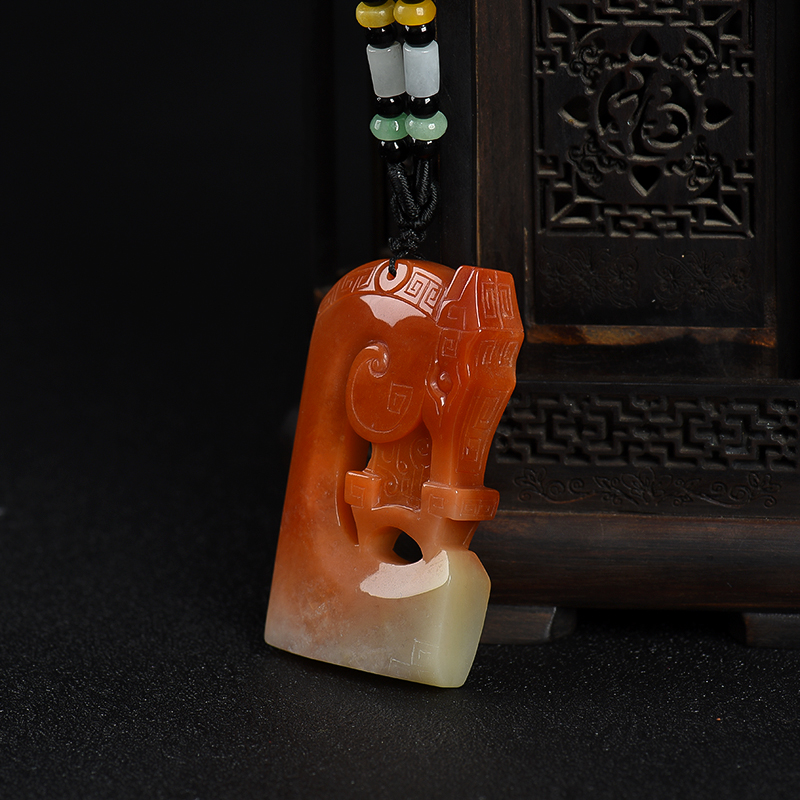缅甸糯种红翡吉祥吊坠-红掌柜