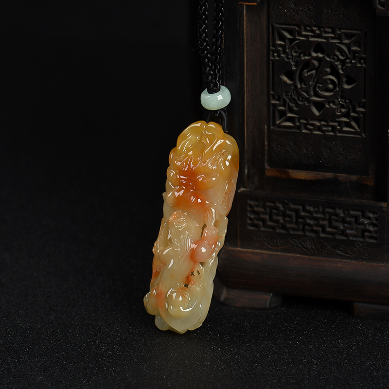 缅甸糯种黄翡望子成龙吊坠-红掌柜