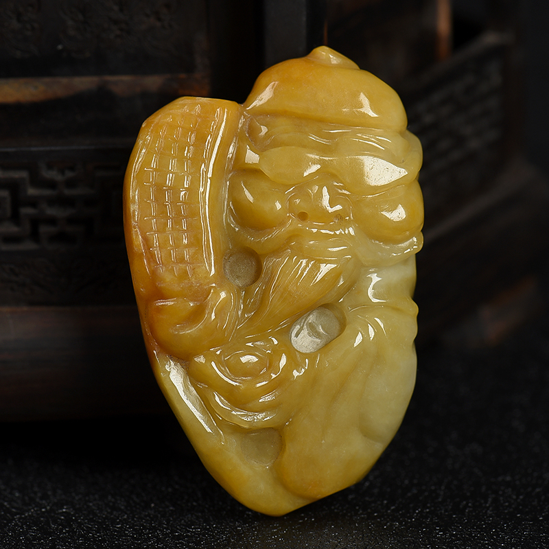 豆种黄翡精打细算吊坠-红掌柜