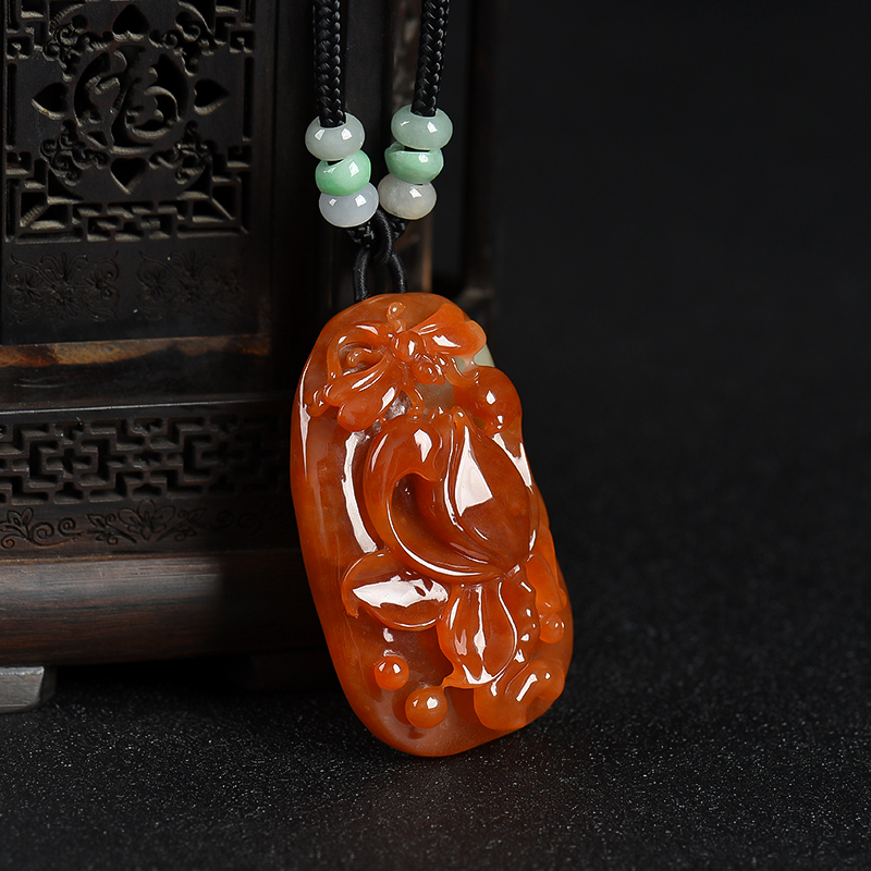 天然糯种红翡一品清廉吊坠-红掌柜