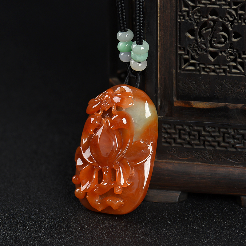 缅甸糯种红翡一品清廉吊坠-红掌柜