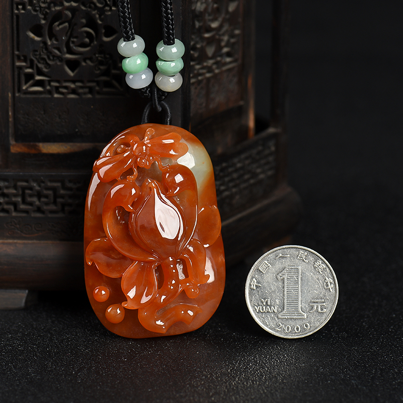 缅甸糯种红翡吊坠-红掌柜