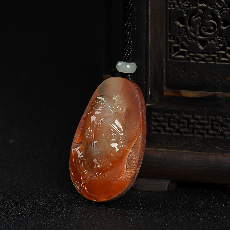 缅甸糯种红翡齐天大圣吊坠-红掌柜