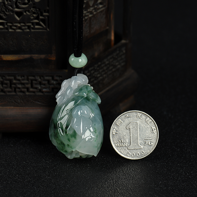 糯种翡翠花开富贵吊坠-红掌柜