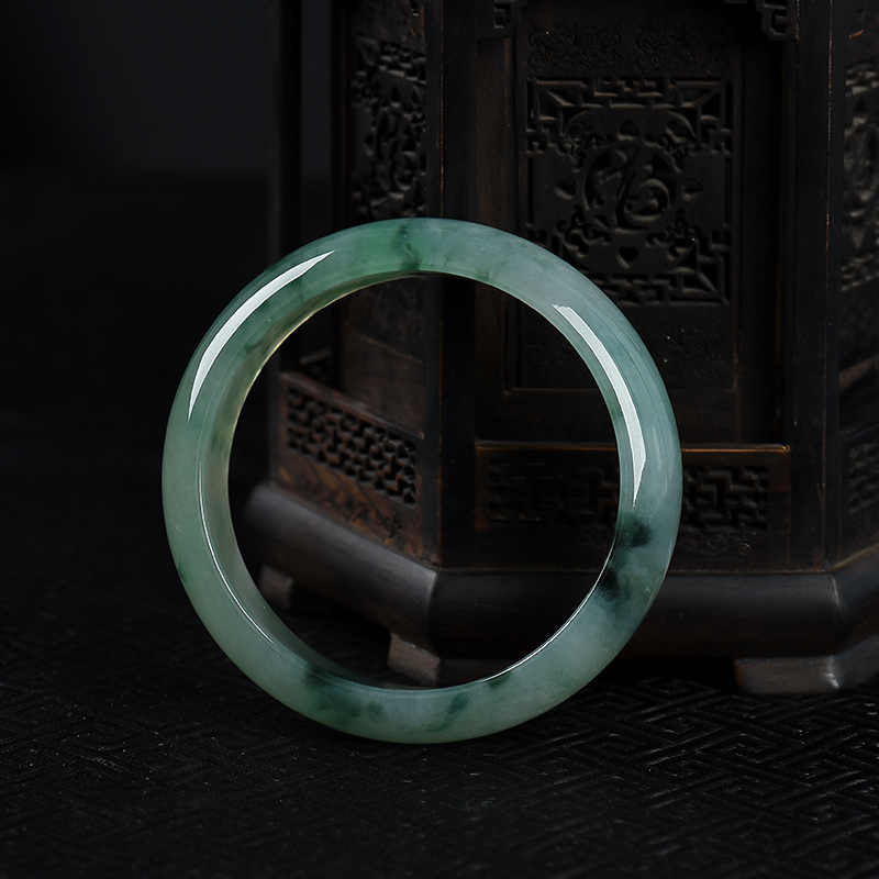 缅甸天然飘花翡翠手镯-红掌柜