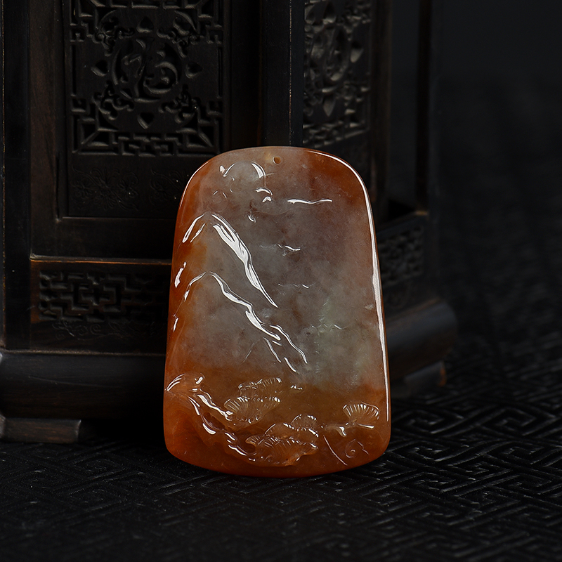 缅甸天然红翡虎虎生威吊坠-红掌柜