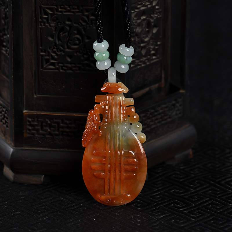 缅甸天然糯种红翡知音吊坠-红掌柜