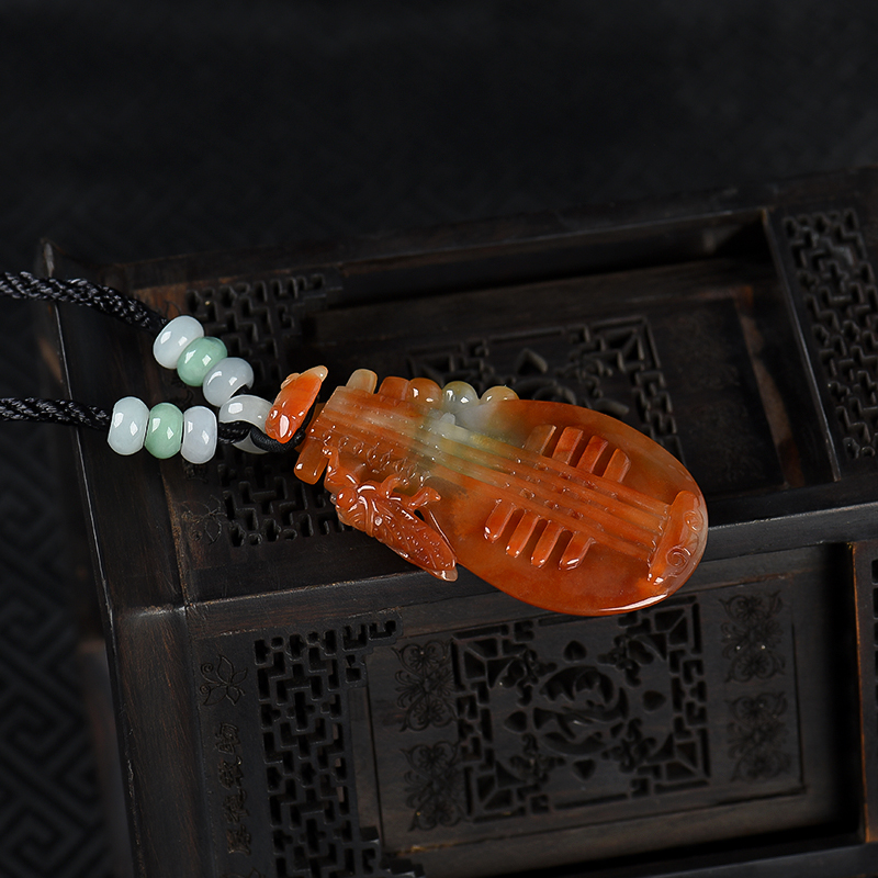 缅甸天然糯种红翡吊坠-红掌柜