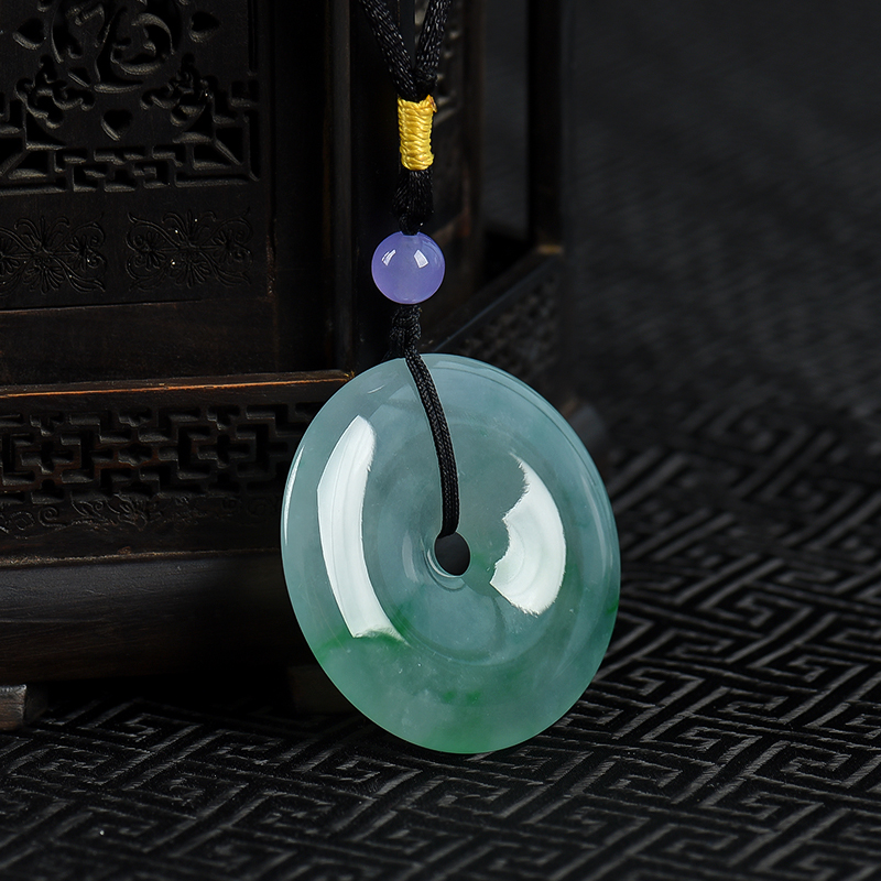 天然糯冰种飘翠翡翠平安扣吊坠-红掌柜