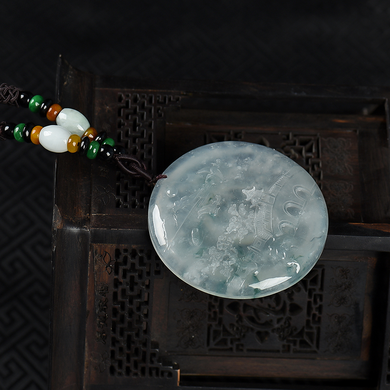 天然翡翠山水吊坠-红掌柜