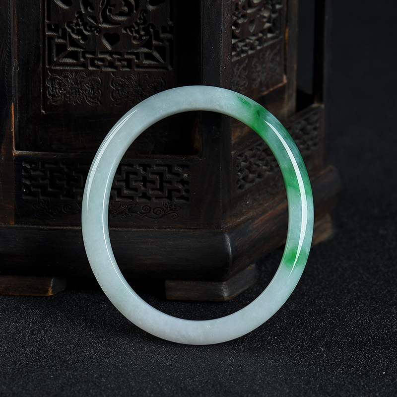 52.5mm豆种飘翠翡翠贵妃镯-红掌柜