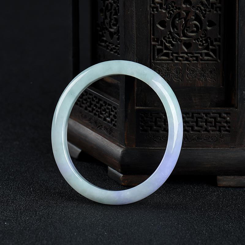 54mm豆种春带彩翡翠手镯-红掌柜