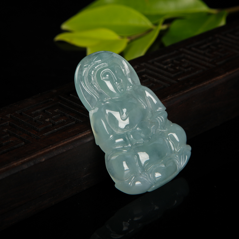 深绿翡翠观音吊坠-红掌柜