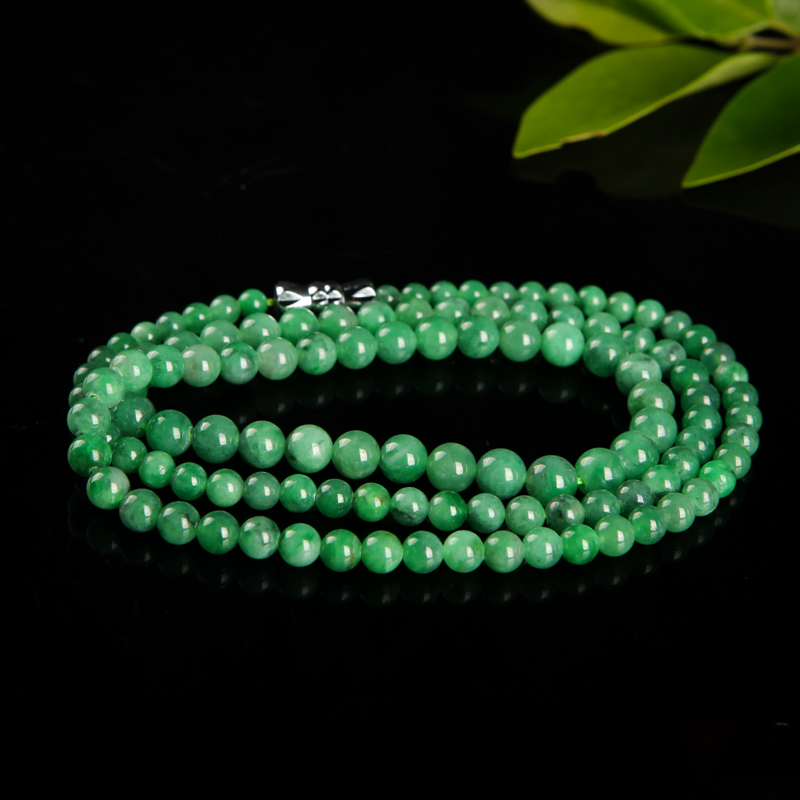 缅甸天然翠绿翡翠项链-红掌柜