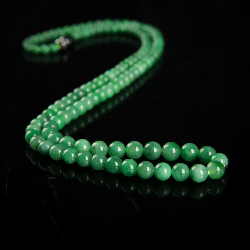 缅甸天然糯种翡翠项链-红掌柜