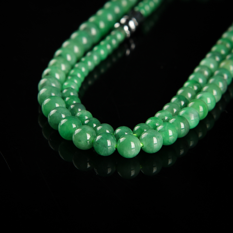 糯种翠绿翡翠项链-红掌柜
