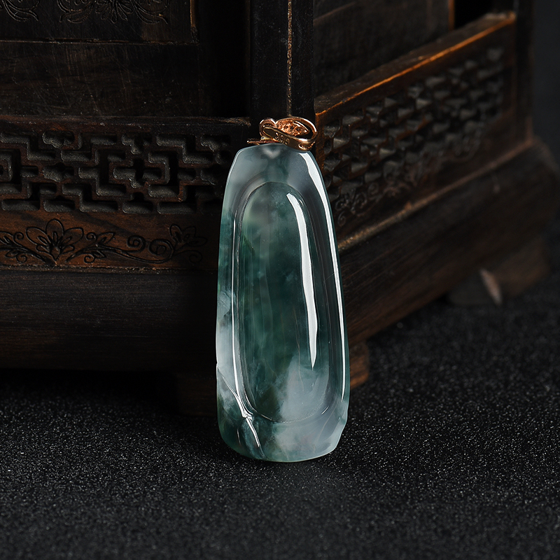 缅甸天然飘花翡翠福从天降吊坠-红掌柜