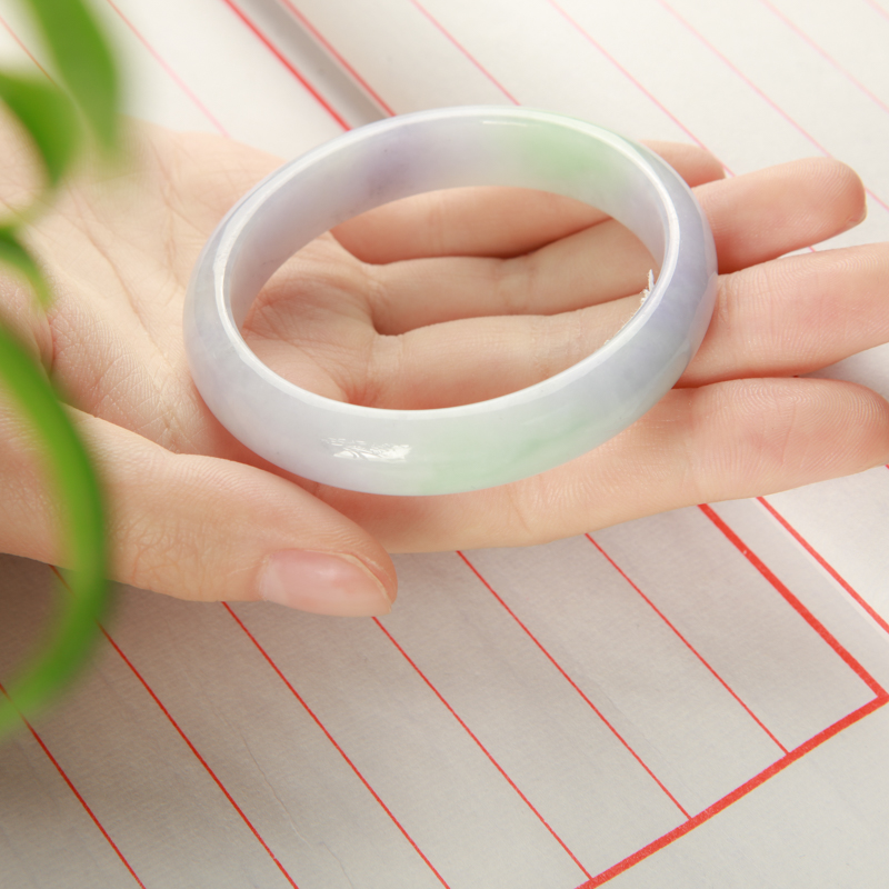 豆种春带彩翡翠贵妃镯-红掌柜