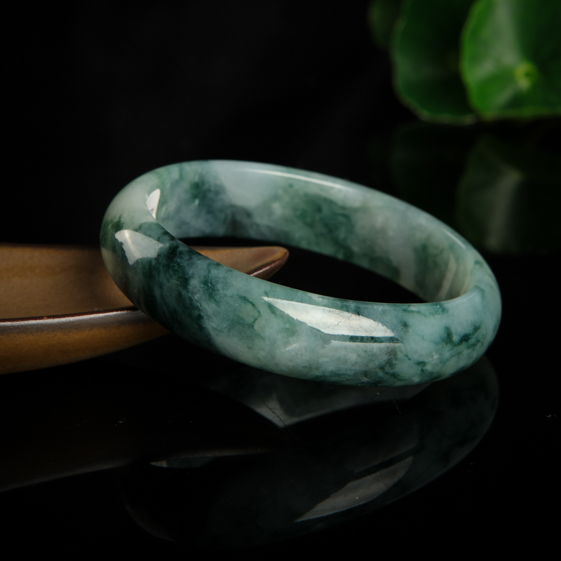 天然豆种飘花翡翠贵妃镯-红掌柜