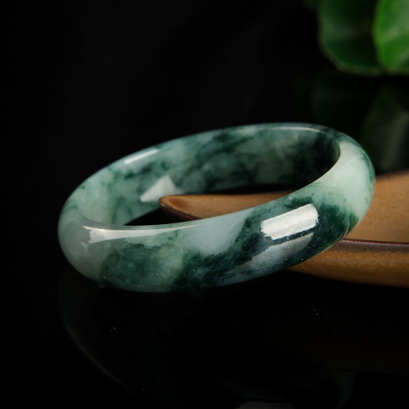 缅甸豆种飘花翡翠贵妃镯-红掌柜