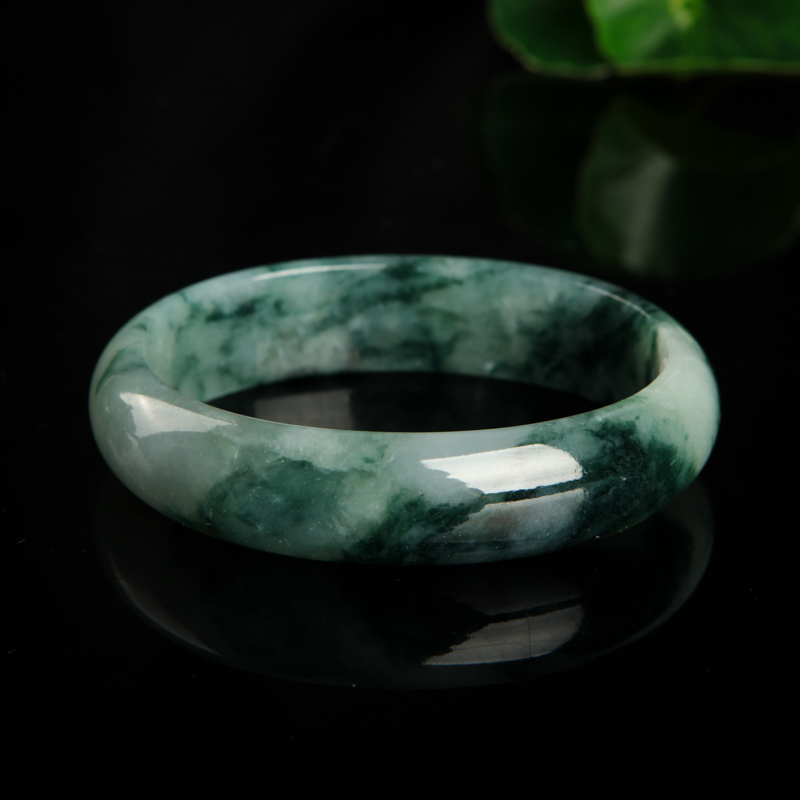 缅甸天然飘花翡翠贵妃镯-红掌柜