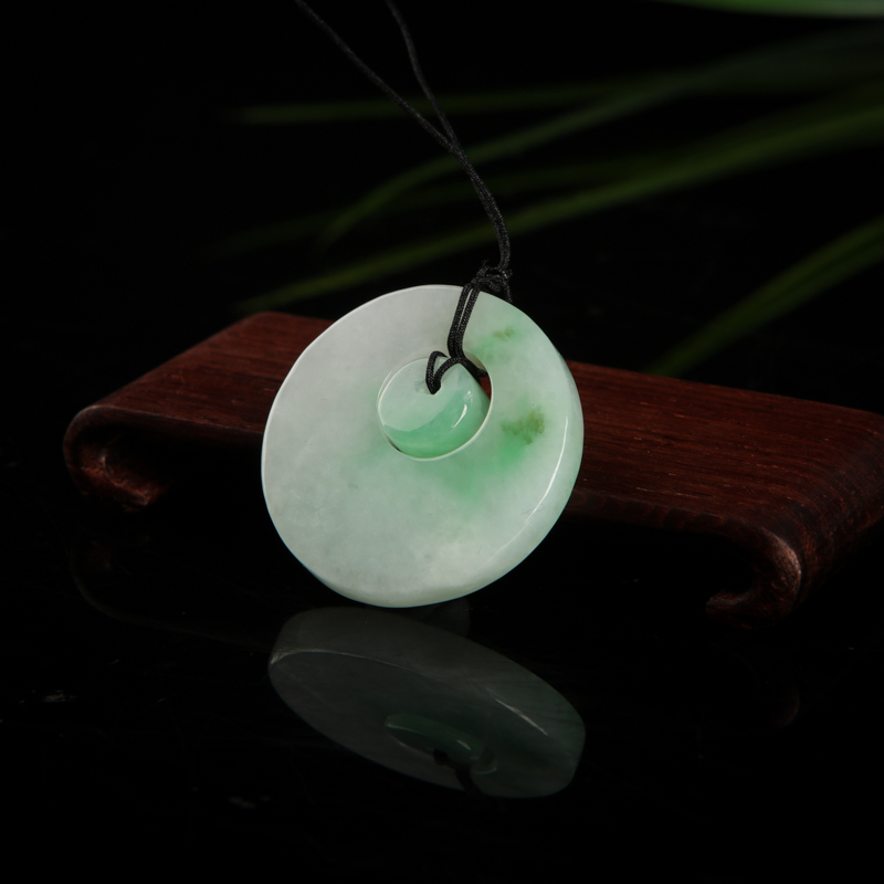 天然飘翠翡翠平安扣吊坠-红掌柜