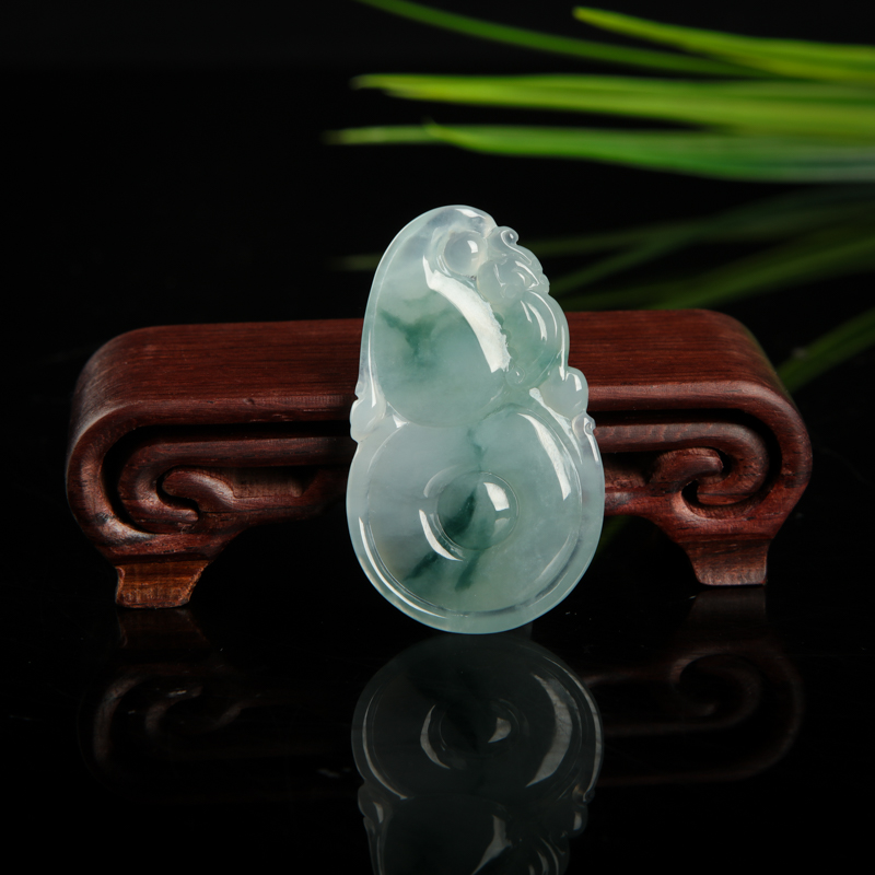 飘花翡翠葫芦吊坠-红掌柜