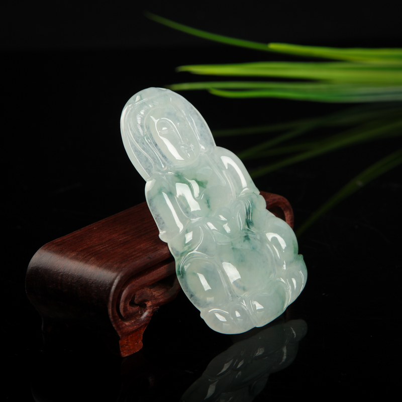 飘花翡翠观音吊坠-红掌柜