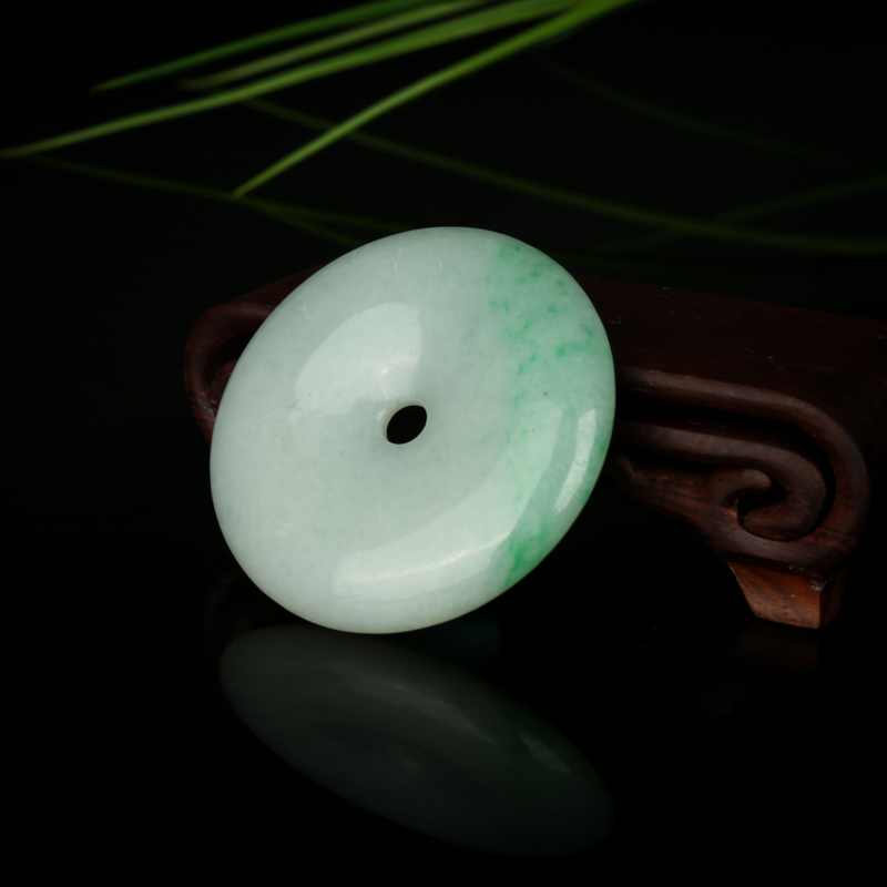 豆种翡翠平安扣吊坠-红掌柜