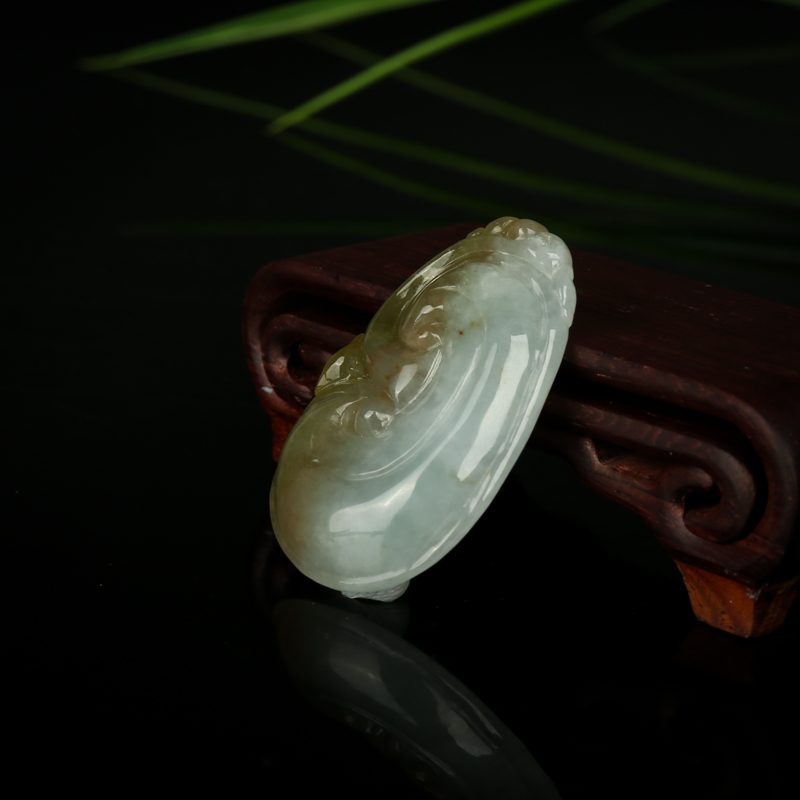 缅甸糯种黄翡如意吊坠-红掌柜