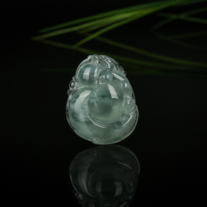 糯冰种飘花翡翠福禄寿吊坠-红掌柜