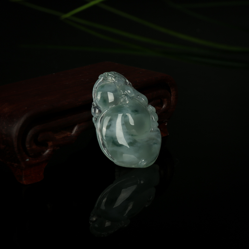 天然飘花翡翠福禄寿吊坠-红掌柜