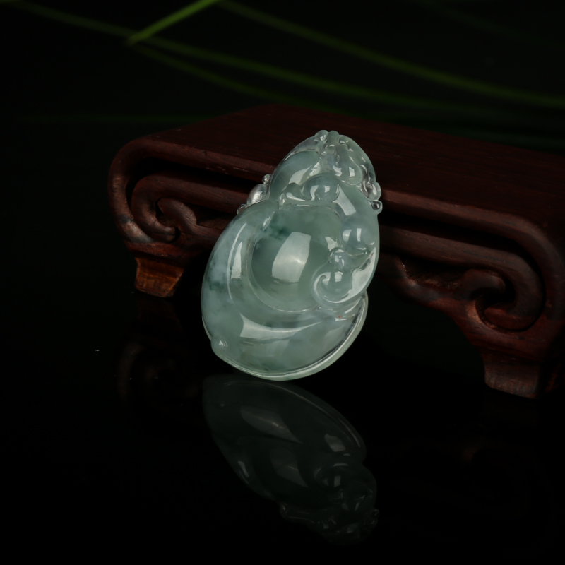 糯冰种翡翠福禄寿吊坠-红掌柜