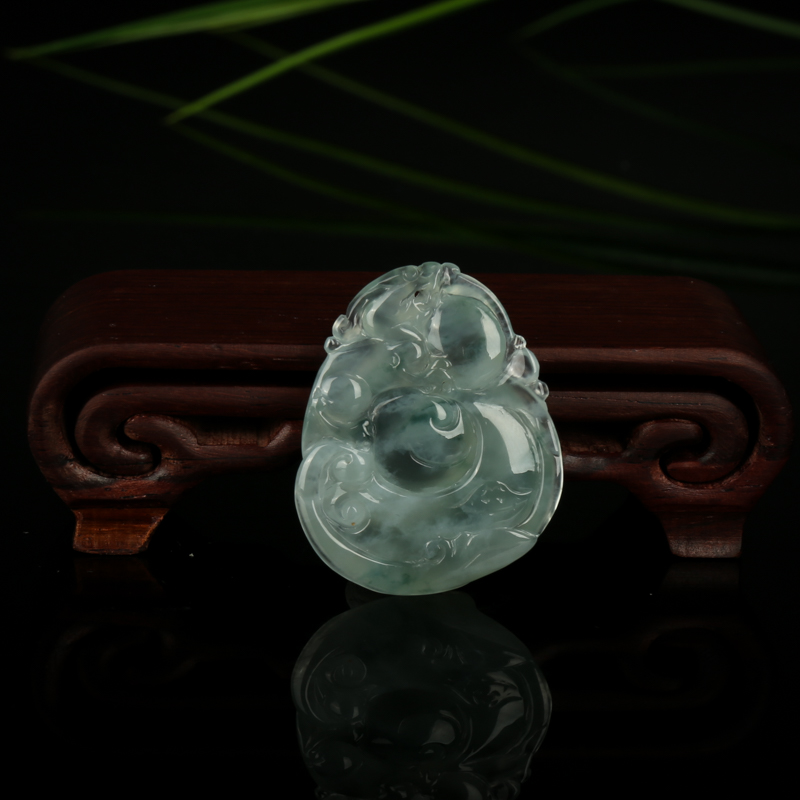 飘花翡翠福禄寿吊坠-红掌柜