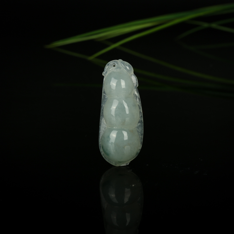 糯种飘花翡翠连中三元吊坠-红掌柜