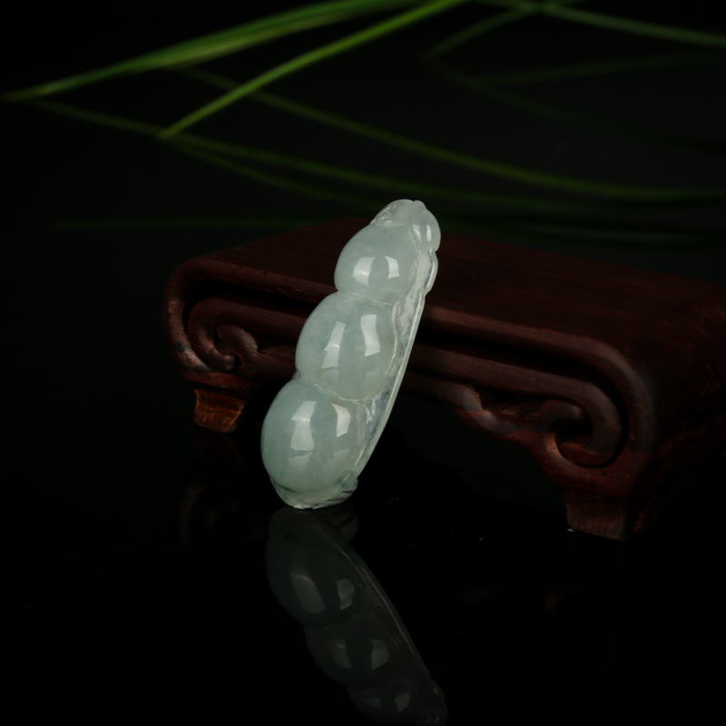 糯种翡翠连中三元吊坠-红掌柜