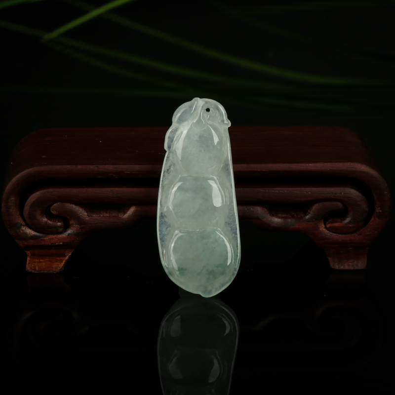 天然飘花翡翠连中三元吊坠-红掌柜