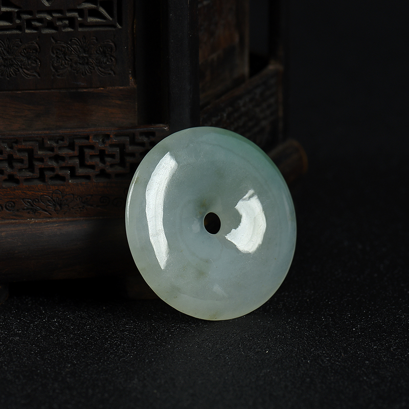 天然糯冰种飘花翡翠平安扣吊坠-红掌柜