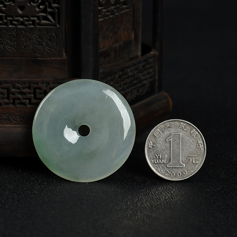 糯冰种翡翠平安扣吊坠-红掌柜