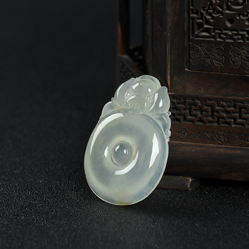 缅甸糯冰种翡翠福贝吊坠－红掌柜